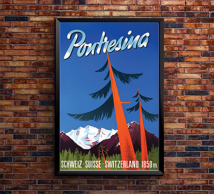 Switzerland - Pontresina - Vintage Travel Poster