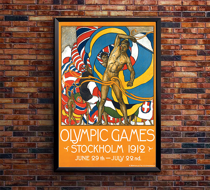 Sweden - Stockholm - Olympics - 1912 - Vintage Travel Poster