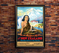 New Zealand - Wonderland of Pacific - Vintage Travel Poster