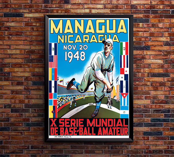 Nicaragua - Baseball - 1948- Vintage Travel Poster