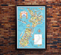 New Zealand - FunMap - Vintage Travel Poster