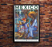 Mexico - Xochimilco- Vintage Travel Poster