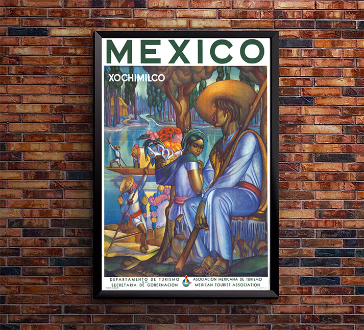 Mexico - Xochimilco- Vintage Travel Poster