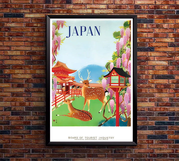 Japan - Cherry Blossom - Railway - Vintage Travel Poster