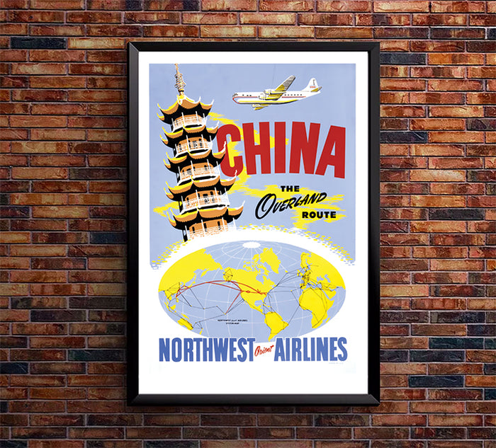 Northwest Orient Airlines - China - Vintage Travel Poster