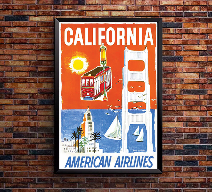 American Airlines - California - Vintage Travel Poster