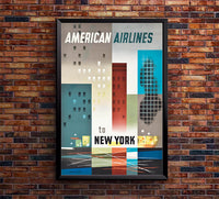 American Airlines - To New York - Vintage Travel Poster