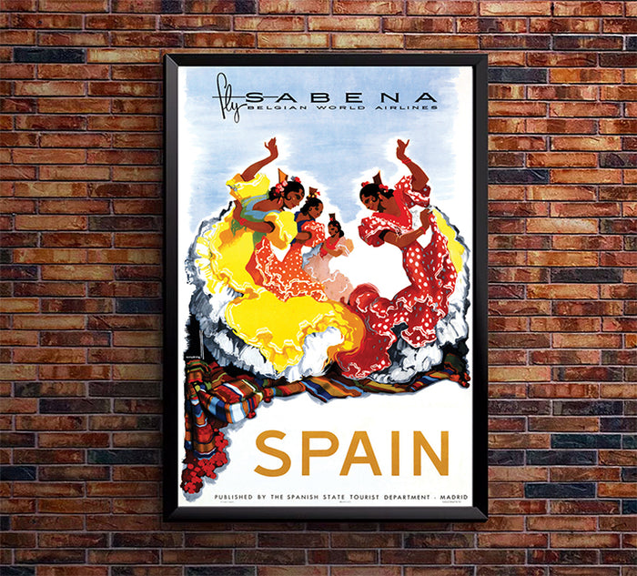 Sabena Airlines - Spain - Vintage Travel Poster