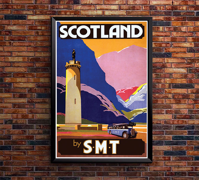 Scotland - Bus Line - Vintage Travel Poster