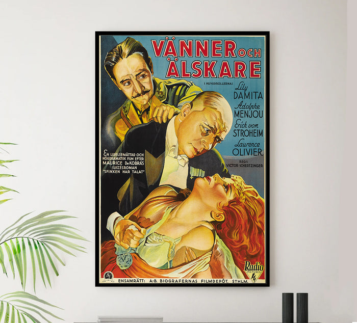 Friends and Lovers 1931 - Laurence Olivier - Sweden - Classic Movie Poster