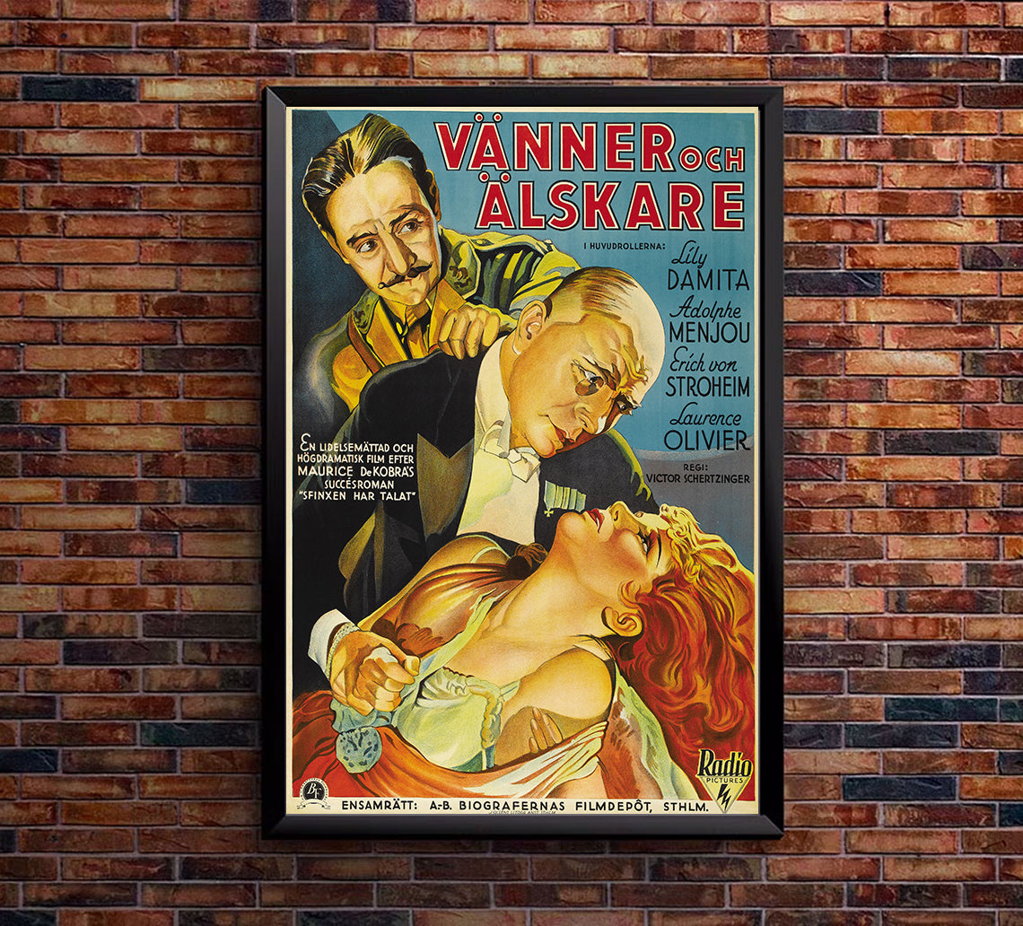 Friends and Lovers 1931 - Laurence Olivier - Sweden - Classic Movie Poster