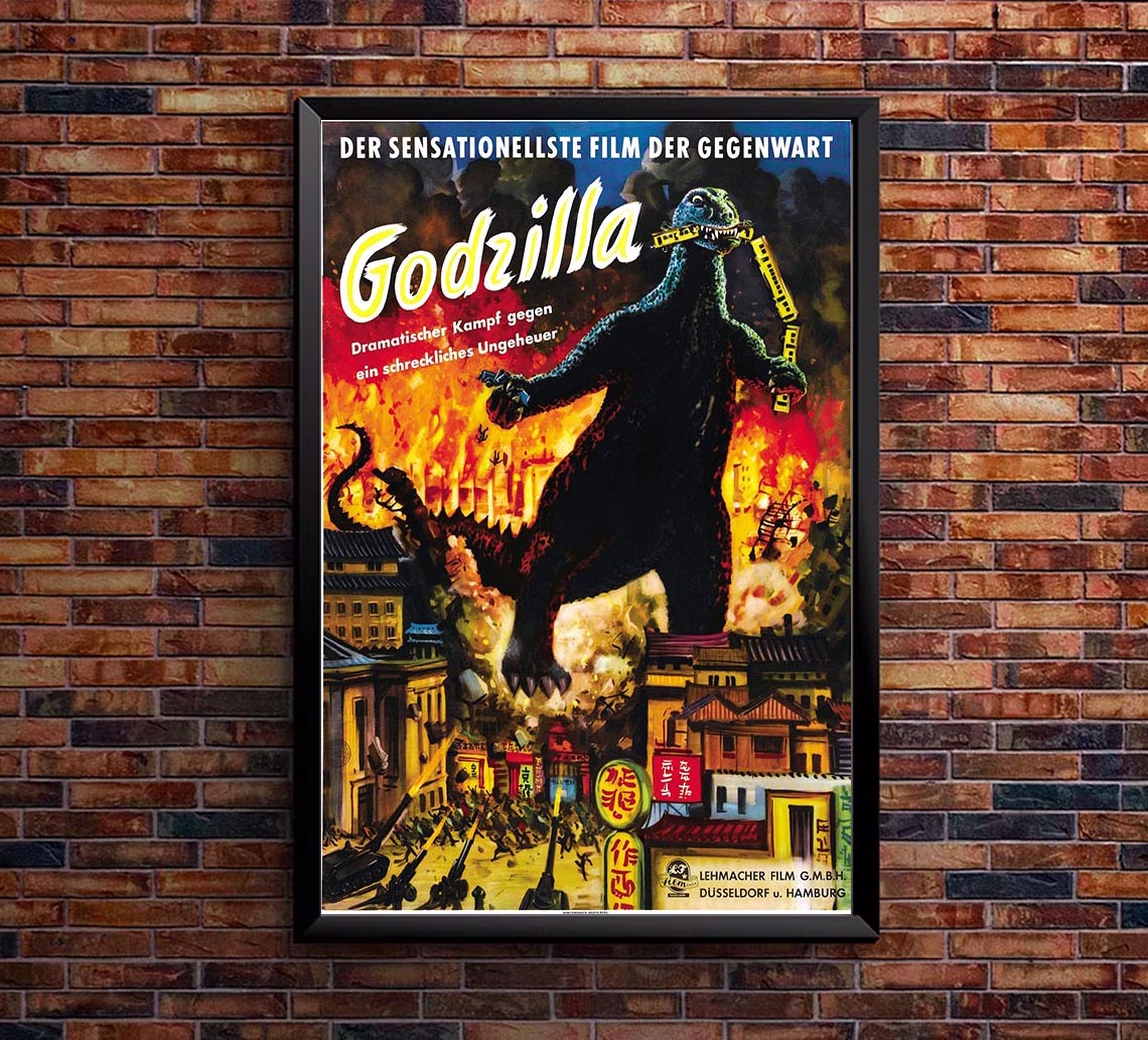 Godzilla 1954 - German - Vintage Horror Classic Movie Poster