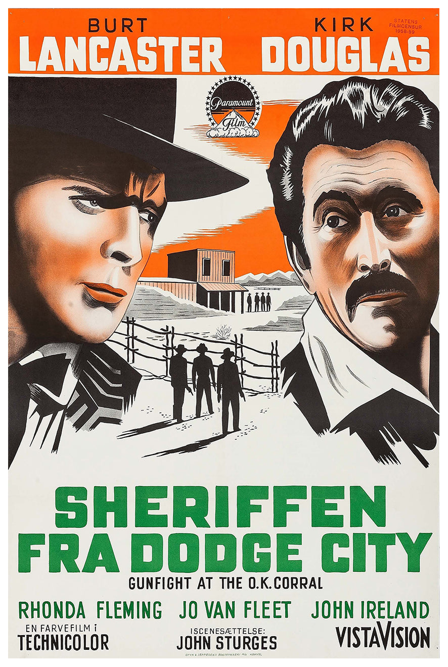 Gunfight at the O.K. Corral 1957 - Burt Lancaster - Denmark - Classic Movie Poster
