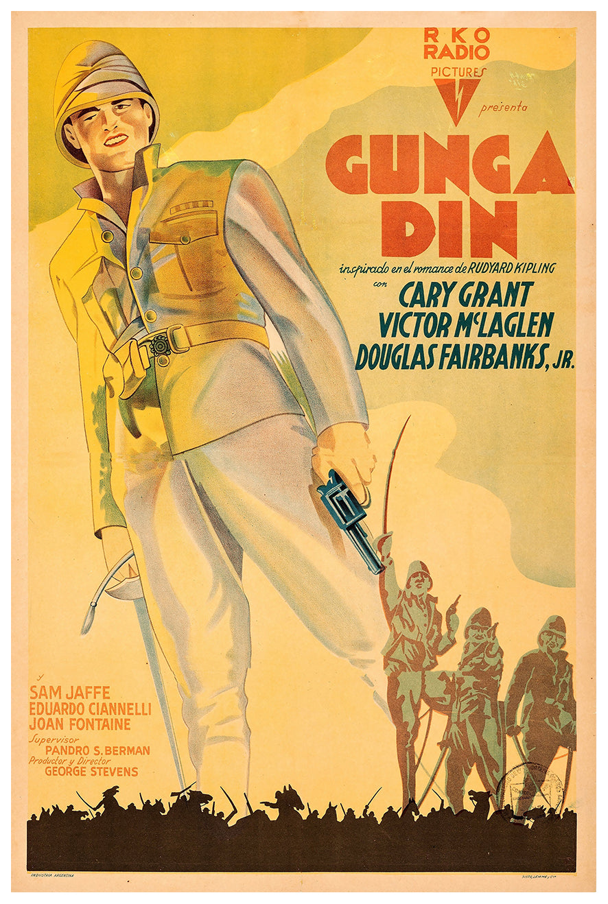 Gunga Din 1939 - Cary Grant - Argentina - Classic Movie Poster