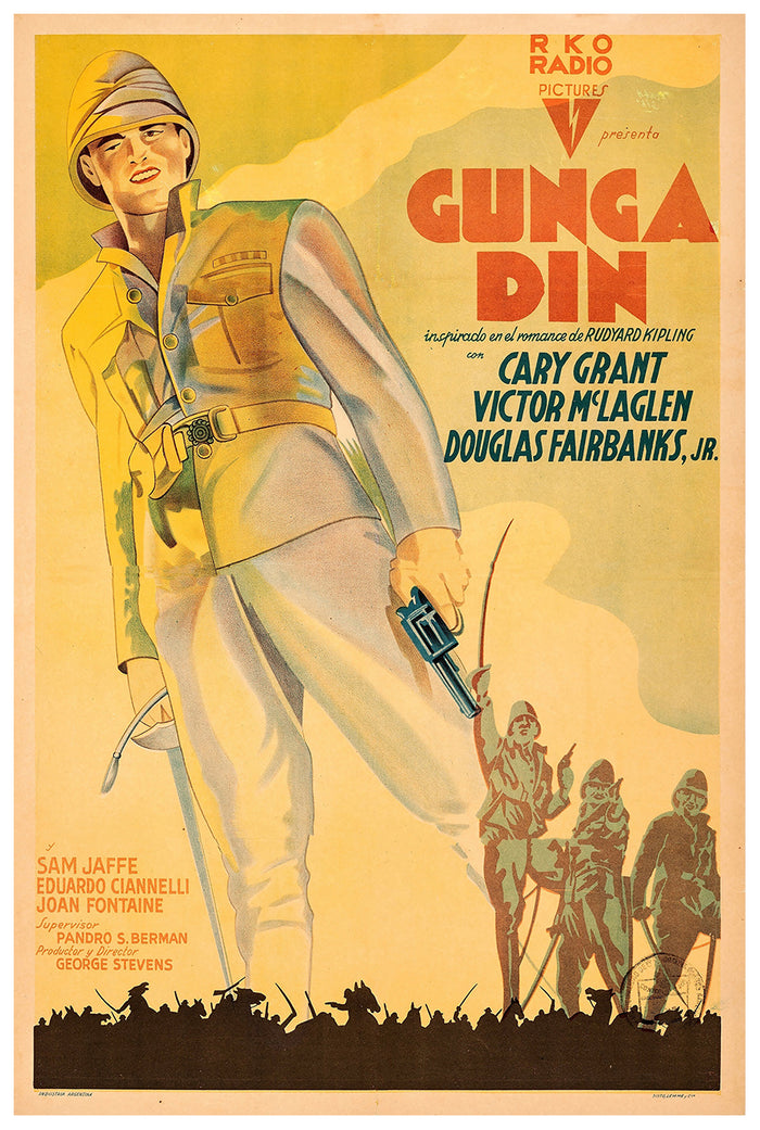 Gunga Din 1939 - Cary Grant - Argentina - Classic Movie Poster