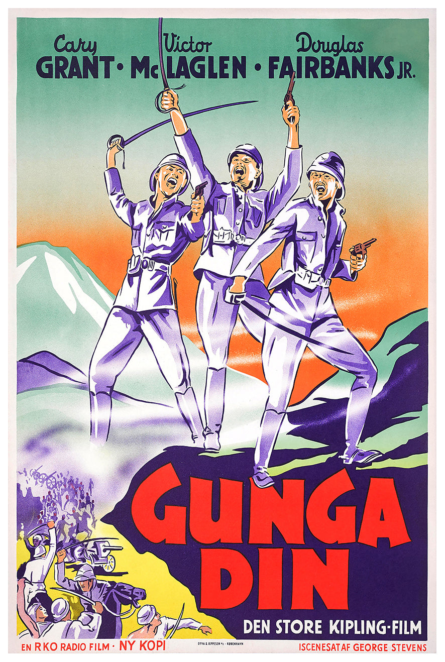 Gunga Din 1939 - Cary Grant - Denmark - Classic Movie Poster