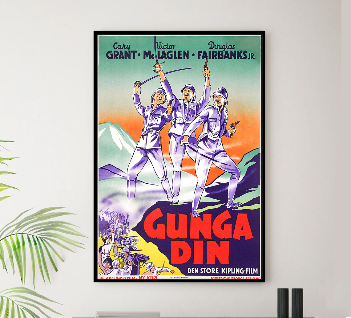 Gunga Din 1939 - Cary Grant - Denmark - Classic Movie Poster