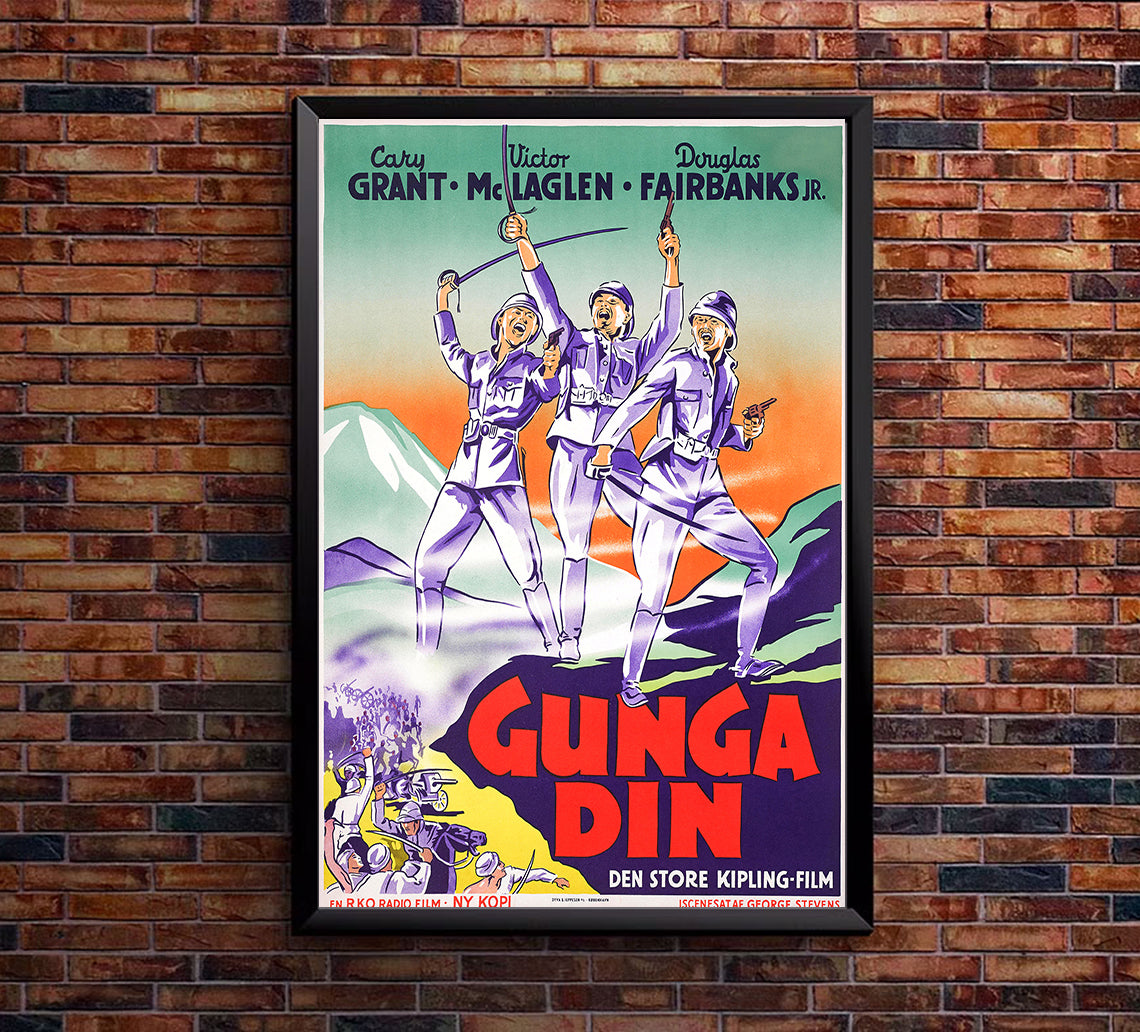 Gunga Din 1939 - Cary Grant - Denmark - Classic Movie Poster