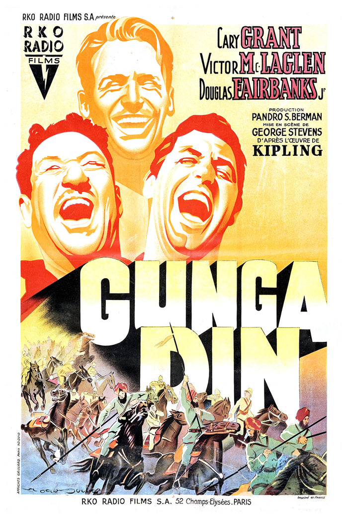 Gunga Din 1939 - Cary Grant - France - Classic Movie Poster