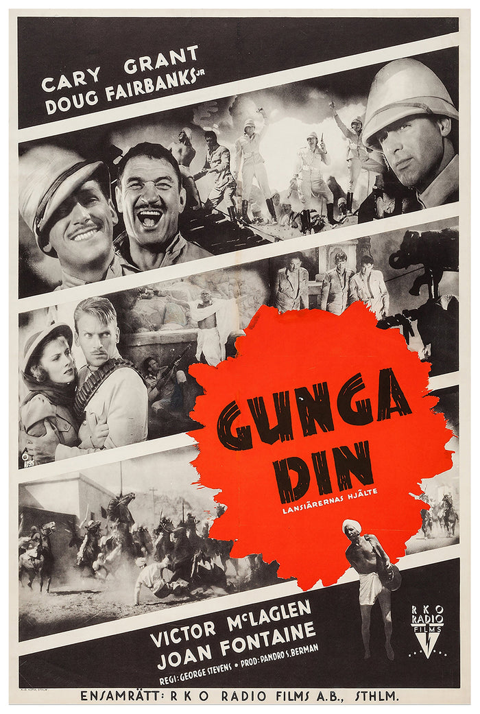 Gunga Din 1939 - Cary Grant - Sweden - Classic Movie Poster
