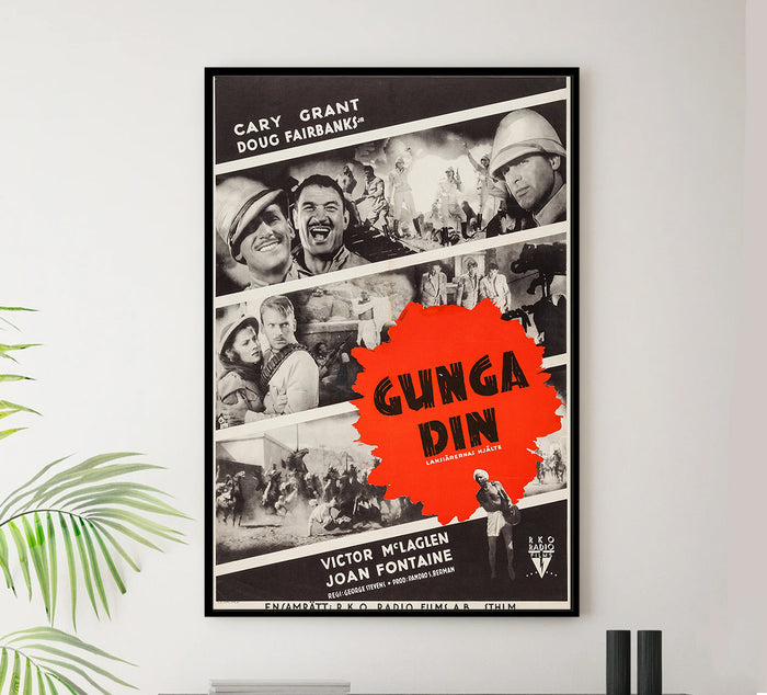 Gunga Din 1939 - Cary Grant - Sweden - Classic Movie Poster