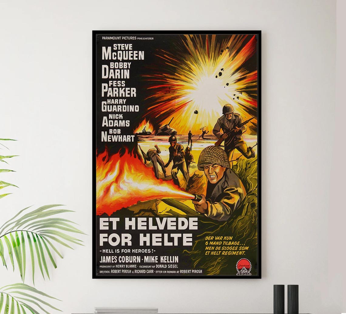 Hell Is for Heroes 1962 - Dutch - Steve McQueen - Vintage Classic Movie Poster