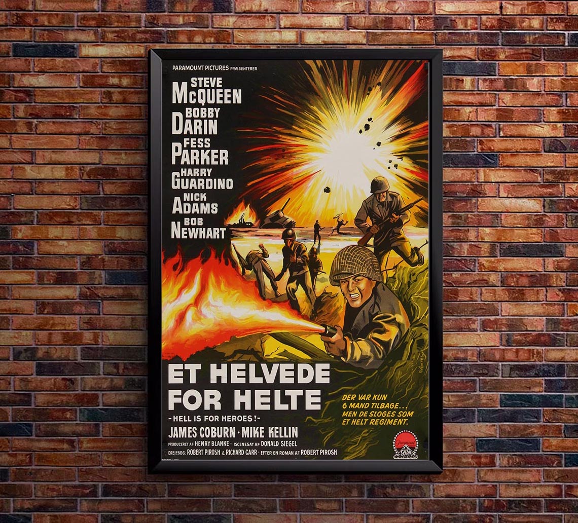 Hell Is for Heroes 1962 - Dutch - Steve McQueen - Vintage Classic Movie Poster