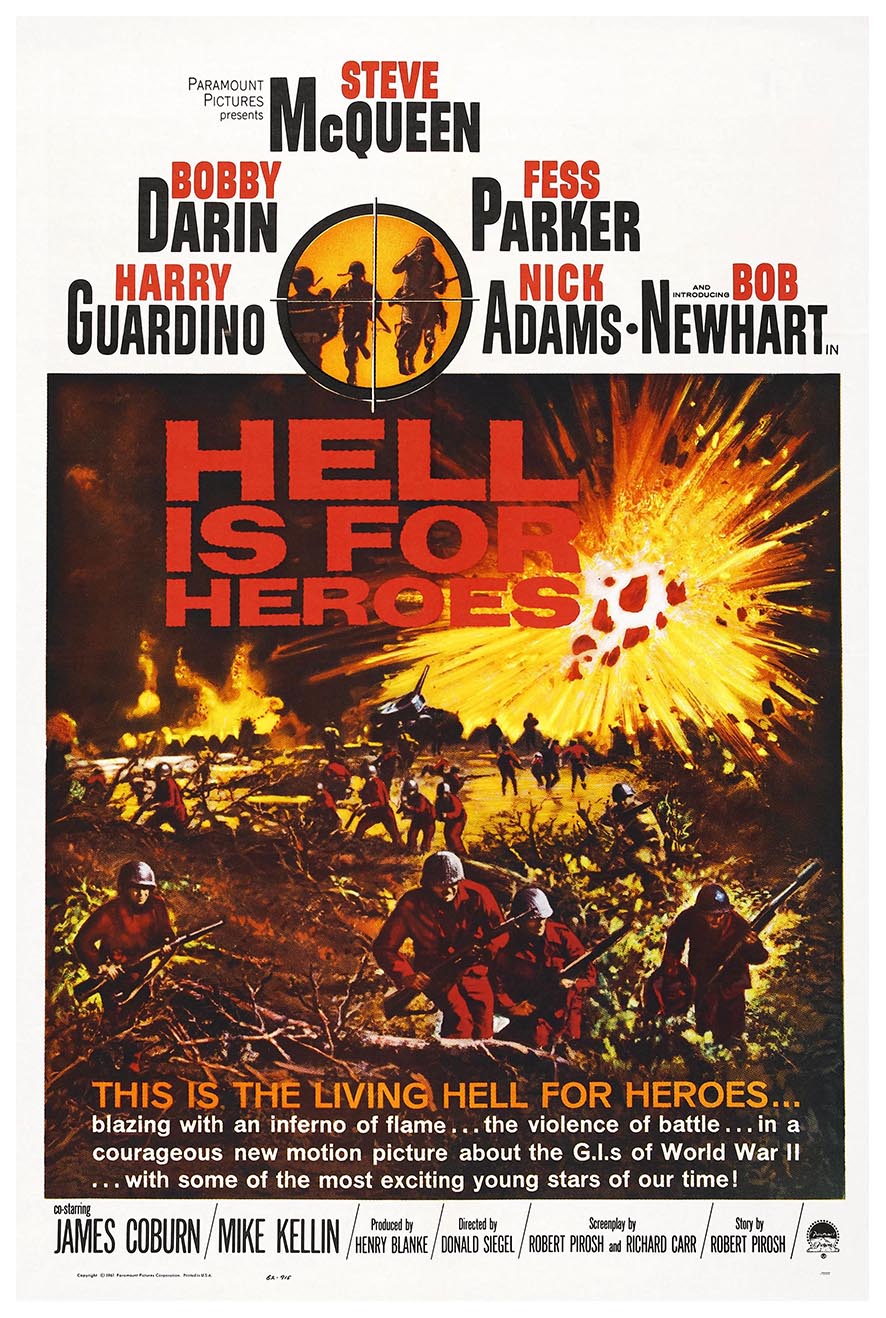 Hell Is for Heroes 1962 - Steve McQueen - Vintage Classic Movie Poster