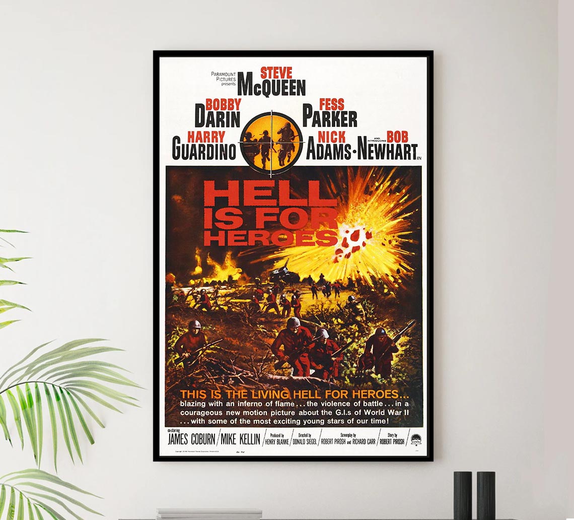 Hell Is for Heroes 1962 - Steve McQueen - Vintage Classic Movie Poster