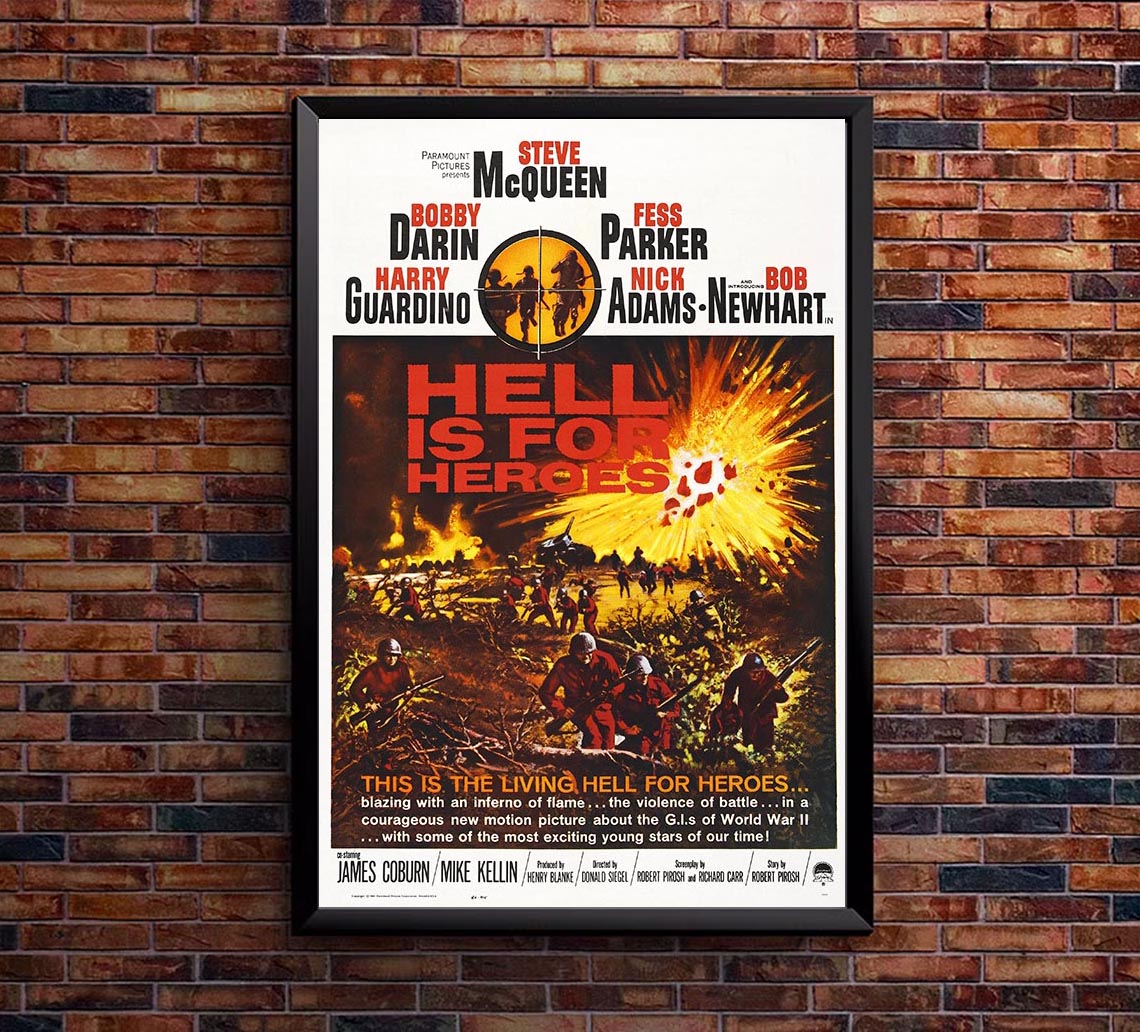 Hell Is for Heroes 1962 - Steve McQueen - Vintage Classic Movie Poster