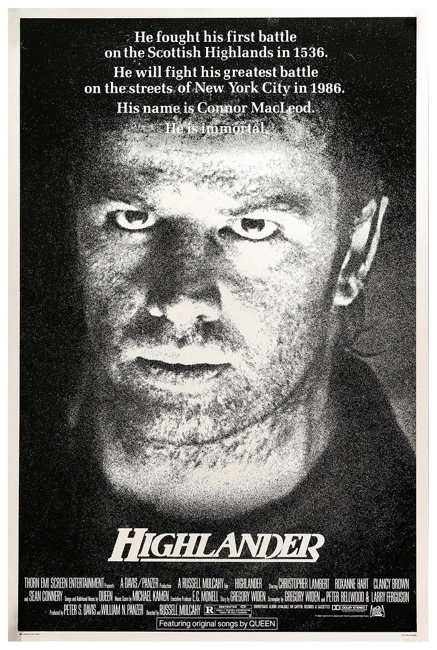 Highlander 1981 - v2 - Sean Connery - Vintage Classic Movie Poster