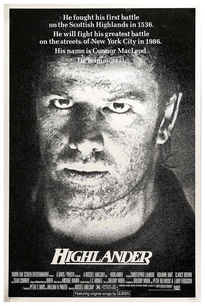 Highlander 1981 - v2 - Sean Connery - Vintage Classic Movie Poster