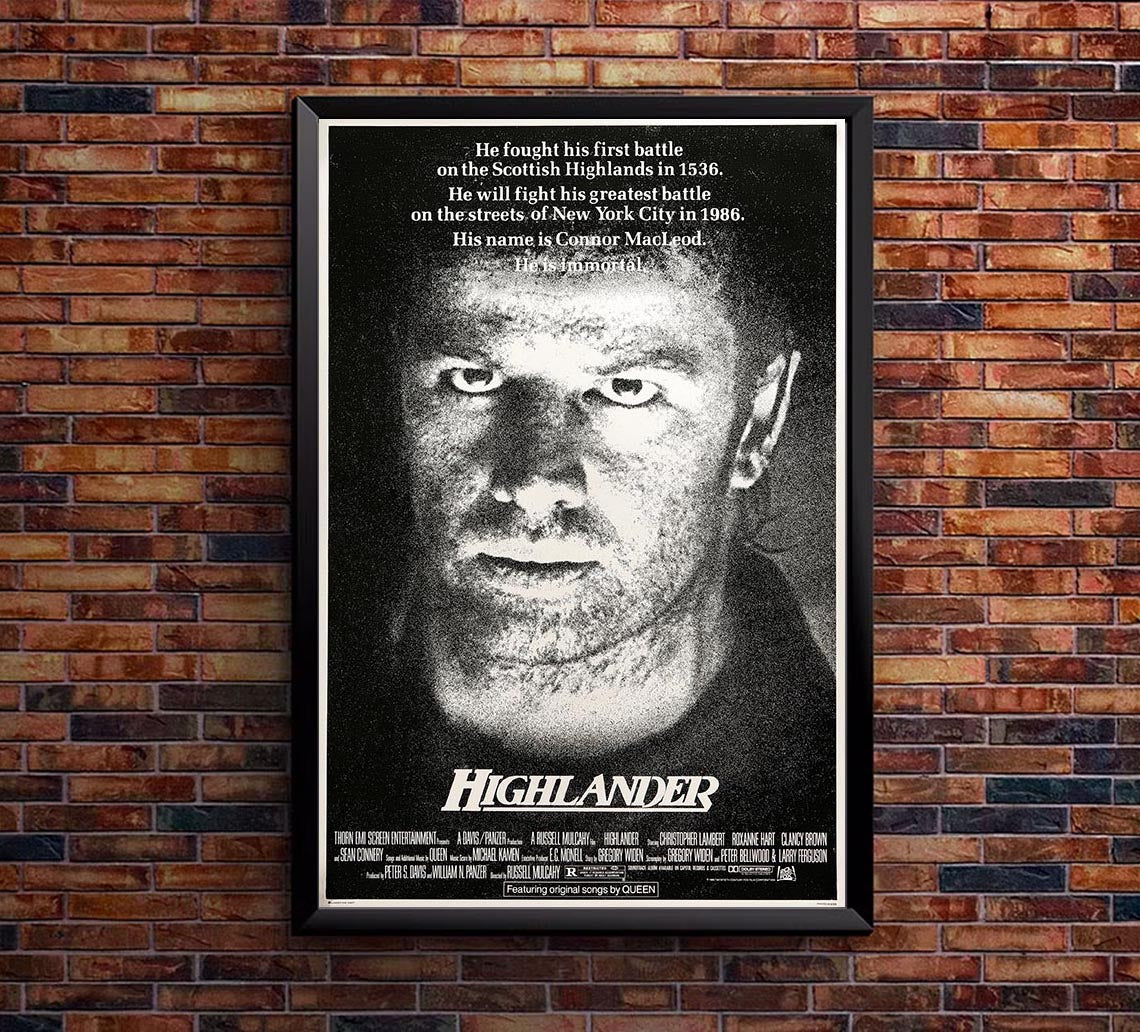 Highlander 1981 - v2 - Sean Connery - Vintage Classic Movie Poster