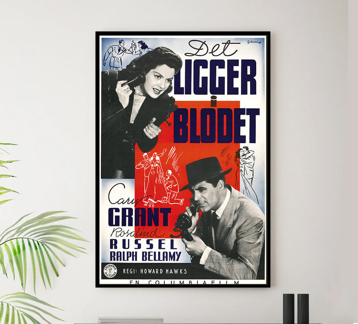 His Girl Friday 1940 - Cary Grant - Sweden - Classic Movie Poster