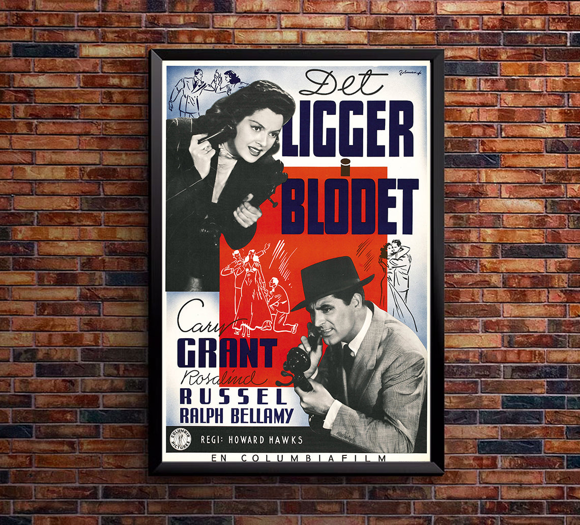 His Girl Friday 1940 - Cary Grant - Sweden - Classic Movie Poster