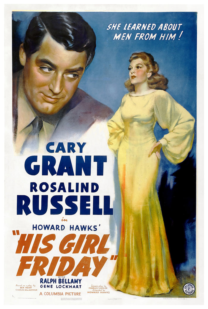His Girl Friday 1940 - Cary Grant - US - Classic Movie Poster