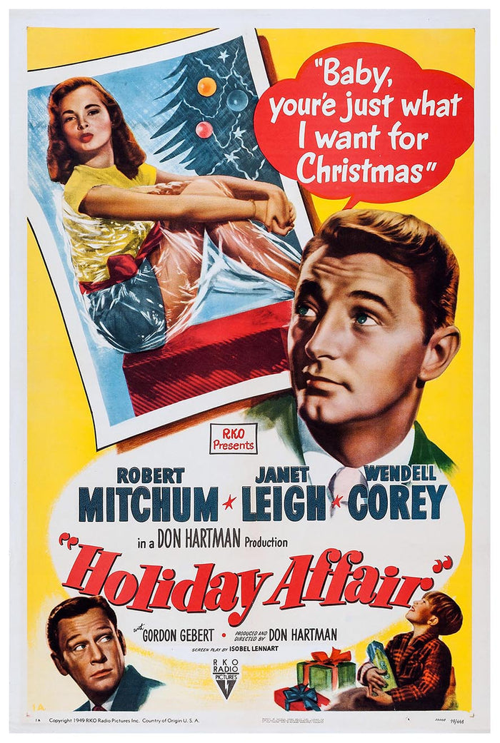Holiday Affair 1949 v2 - Robert Mitchum - Vintage Classic Movie Poster