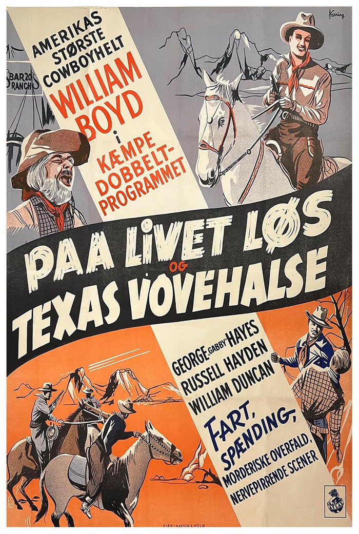 Hopalong Rides Again 1937 - Dutch - William Boyd - Classic Western Movie Poster