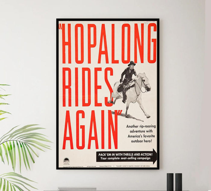 Hopalong Rides Again 1937 - William Boyd - Classic Western Movie Poster