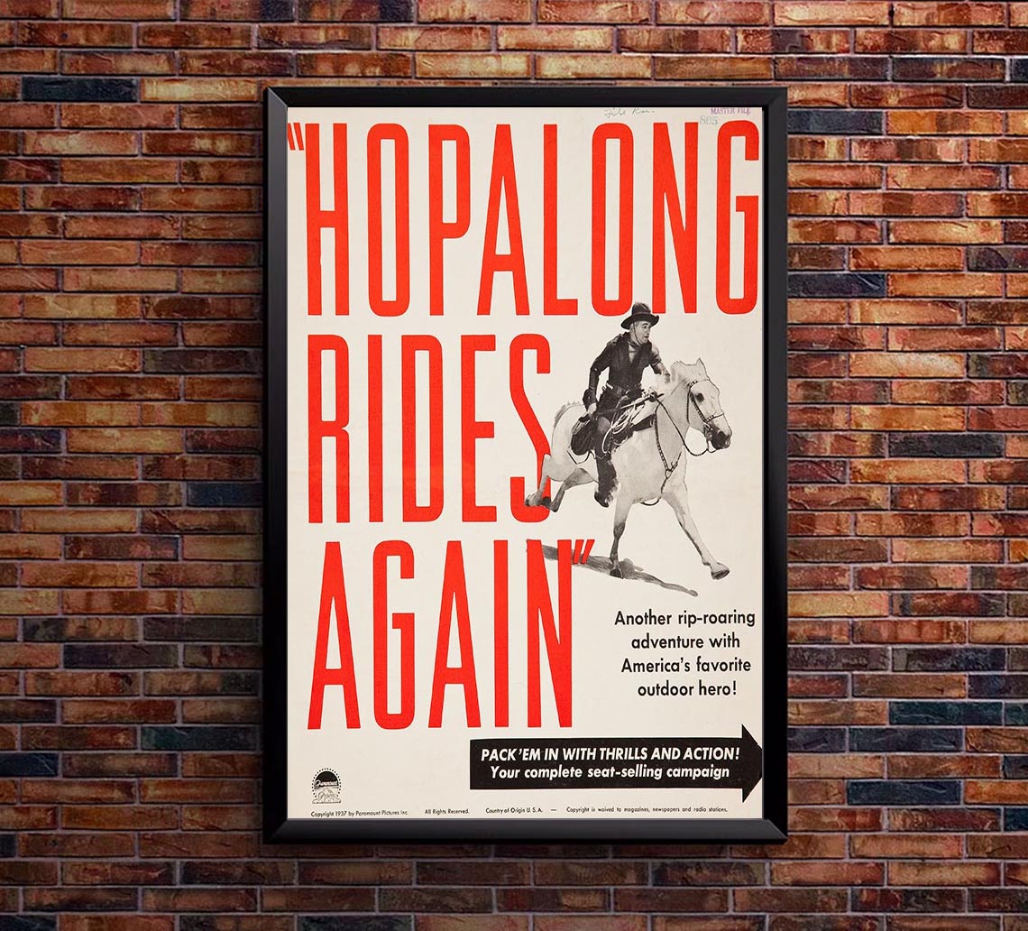 Hopalong Rides Again 1937 - William Boyd - Classic Western Movie Poster