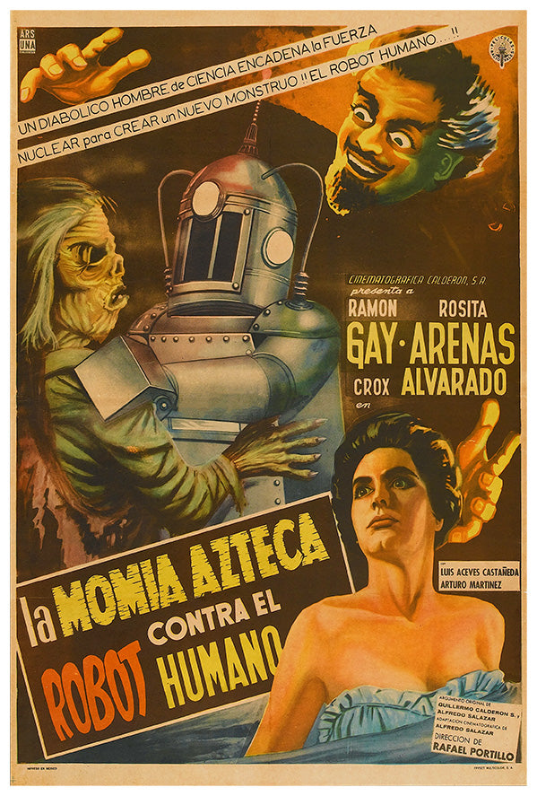 The Aztec Mummy vs the Robot Human - Mexican Horror Movie Poster