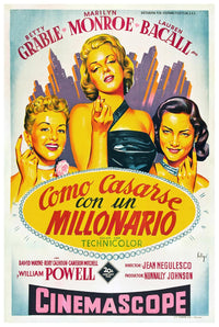 How to Marry a Millionaire 1953 - Spanish - Vintage Classic Movie Poster