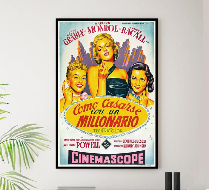 How to Marry a Millionaire 1953 - Spanish - Vintage Classic Movie Poster