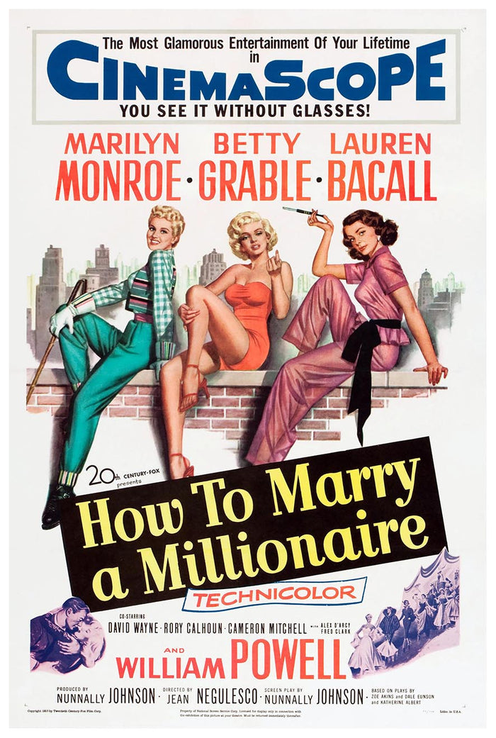 How to Marry a Millionaire 1953 - Vintage Classic Movie Poster