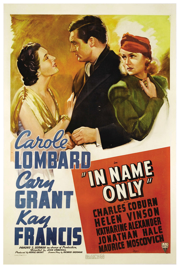 In Name Only 1939 - Cary Grant - US - Classic Movie Poster