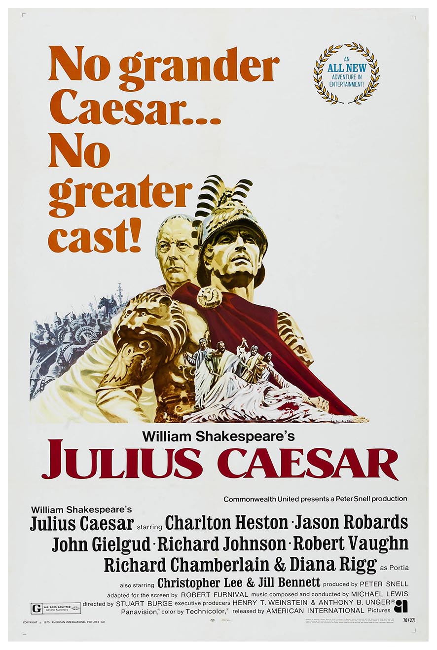 Julius Caesar 1970 - Charlton Heston - Vintage Classic Movie Poster