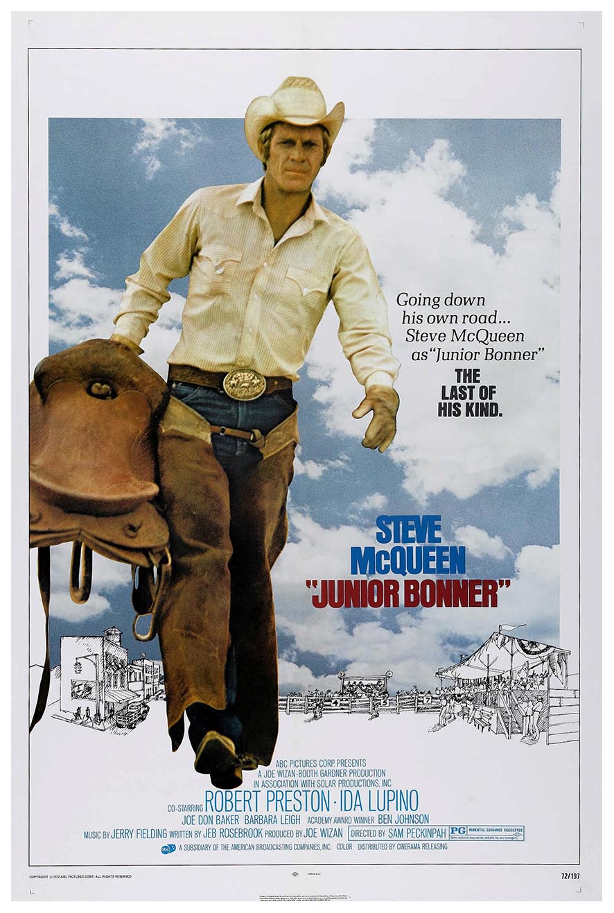 Junior Bonner 1972 - Steve McQueen - Vintage Classic Movie Poster