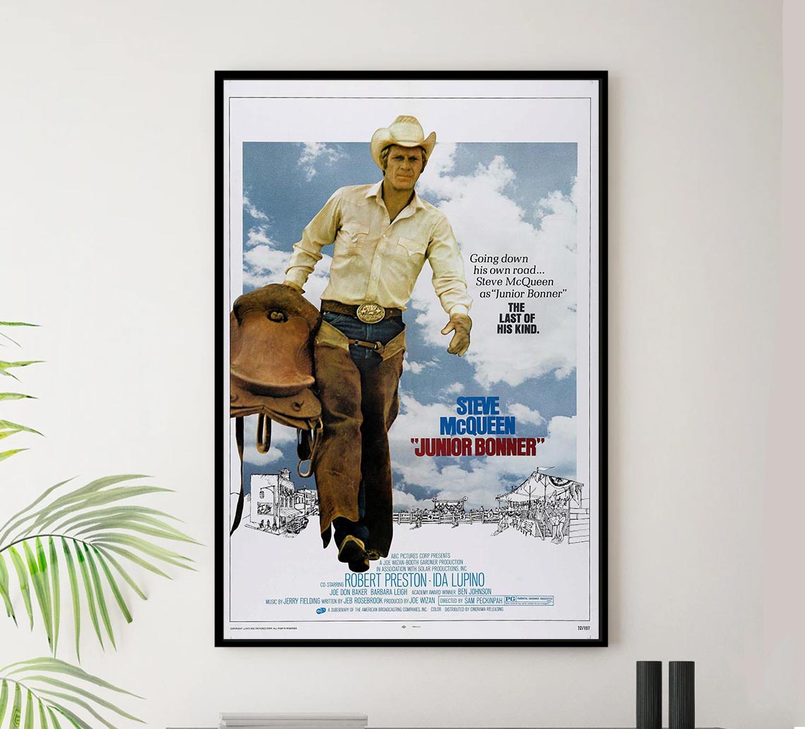 Junior Bonner 1972 - Steve McQueen - Vintage Classic Movie Poster