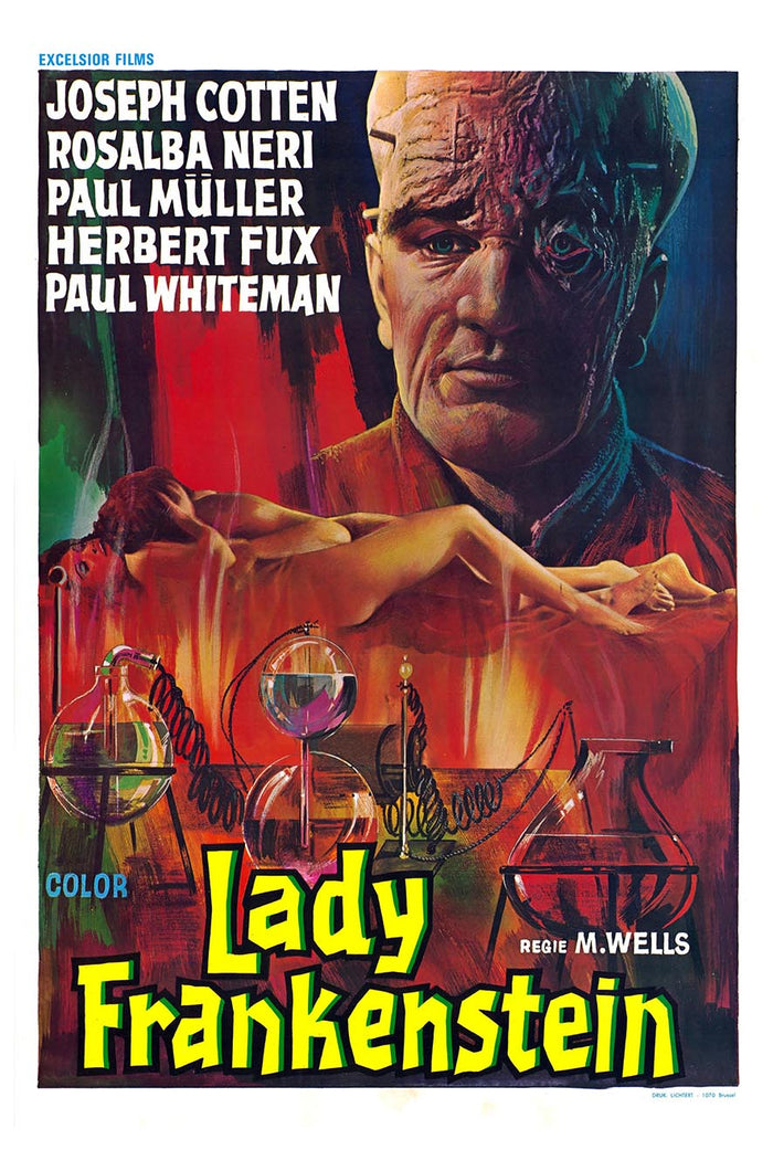 Lady Frankenstein 1971 - Belgium - Vintage Horror Classic Movie Poster