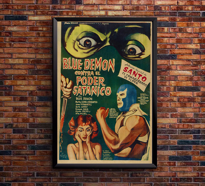 Blue Demon vs the Satanic Power - Santo - Lucha Mexican Wrestling Poster